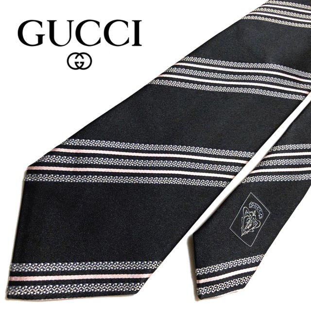 Gucci - 【未使用に近い】GUCCI ネクタイ イタリア製 ブラック クレスト紋章の通販 by hhy