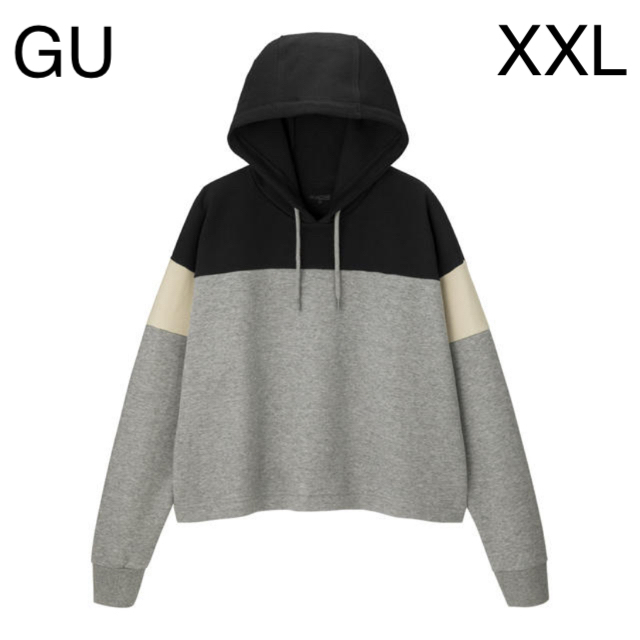 GU(ジーユー)の値下げ中 GU カラーブロックスウェットプルパーカ GRAY XXL レディースのトップス(パーカー)の商品写真