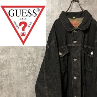 ゲス(GUESS)の【激レア】ゲスGUESS☆メキシコ製ビッグブラックデニムジャケット 90s(Gジャン/デニムジャケット)