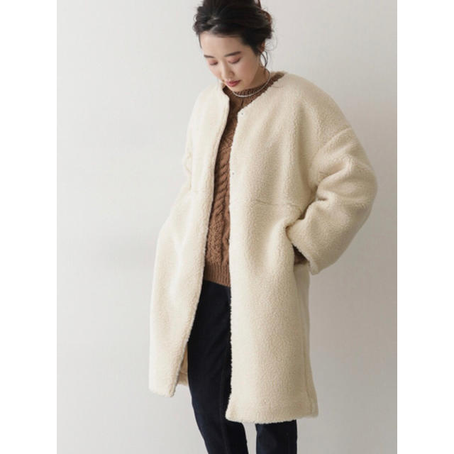 美品 アーバンリサーチ 中綿ボアコート ベージュ サイズF*QB398
