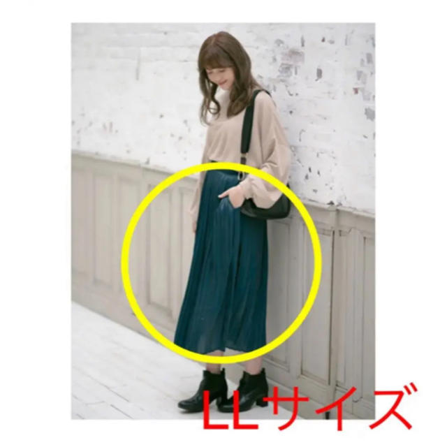 しまむら(シマムラ)のプチプラのあや　しまむらコラボ シャイニープリーツスカート LL 大きいサイズ レディースのスカート(ロングスカート)の商品写真