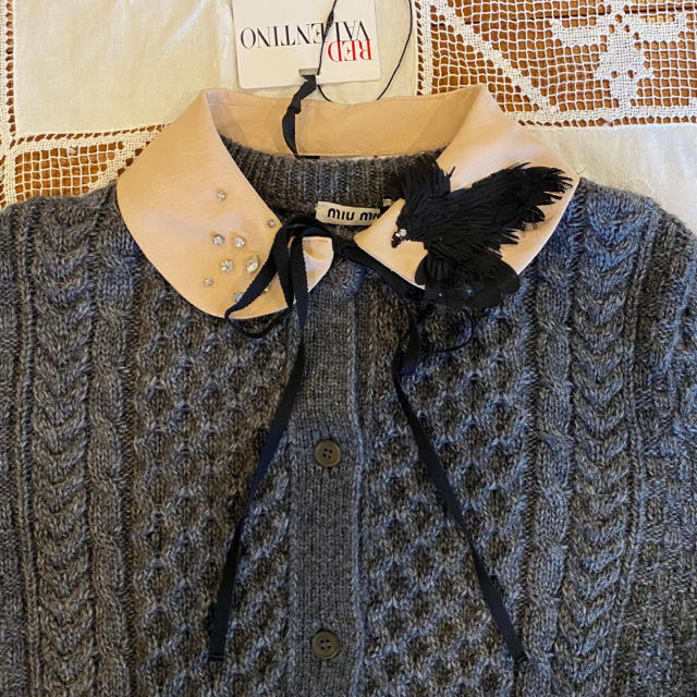新品未使用♡RED VALENTINO♡ピンクラインストーン付け襟リボン♡つけ