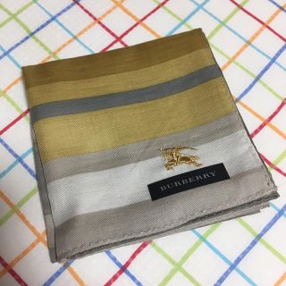 バーバリー(BURBERRY)のバーバリー ハンカチ メンズ マスタード グレー ベージュ オフィス(ハンカチ/ポケットチーフ)