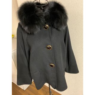 クイーンズコート(QUEENS COURT)のクリーニング済【美品】Qeens courtカシミヤポンチョコート/ファーコート(毛皮/ファーコート)