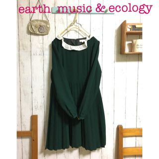 アースミュージックアンドエコロジー(earth music & ecology)の新品・未使用 ＊earth  music & ecology フリル襟・ワンピ＊(ひざ丈ワンピース)