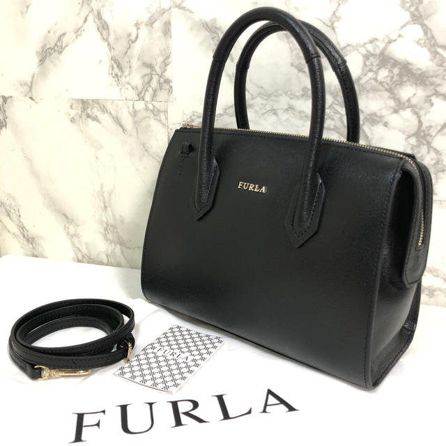 未使用】FURLA/フルラ PIN サッチェル バッグ 黒 ブラック 2way