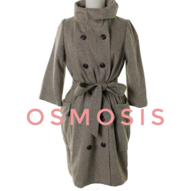 OSMOSIS(オズモーシス)のOSMOSIS オズモーシス【美品】ツイード ハイネック ロング コート 七分袖 レディースのジャケット/アウター(ロングコート)の商品写真