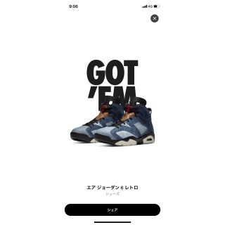 ナイキ(NIKE)のエアジョーダン6 aj6 25(スニーカー)