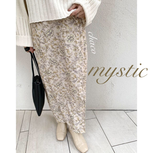 新作¥7150【mystic】ドット花柄ラップスカート  ロングスカート