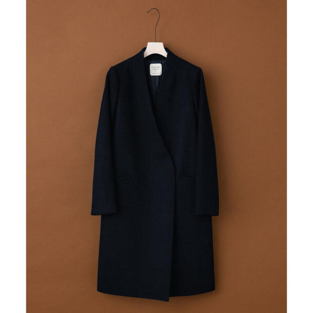 UNITED ARROWS(ユナイテッドアローズ)のユナイテッドトウキョウ  ノーカラー  コート 黒 ブラック レディースのジャケット/アウター(ロングコート)の商品写真