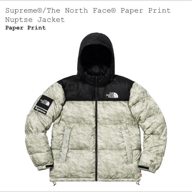 最安値 Supreme - Supreme TNF Paper Print Nuptse Jacket ダウンジャケット