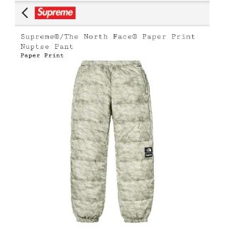 シュプリーム(Supreme)のsupreme northface paperprint Nuptse pant(その他)