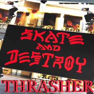 スラッシャー(THRASHER)のスラッシャーマガジンSKATEANDDESTROYボックスバナーステッカーラス２(スケートボード)