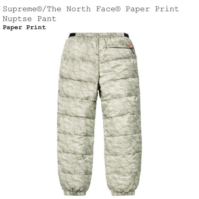 Supreme Paper Print Nuptse Pant Sサイズ 1