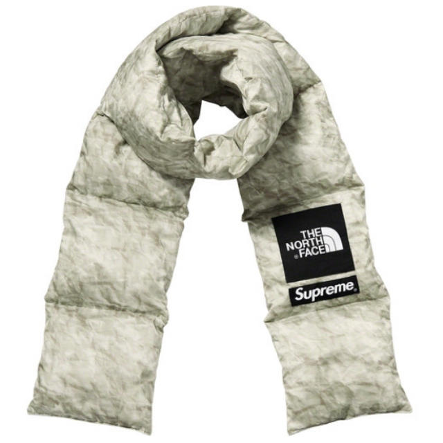 マフラー(F) Supreme TNF Paper Print Down Scarf