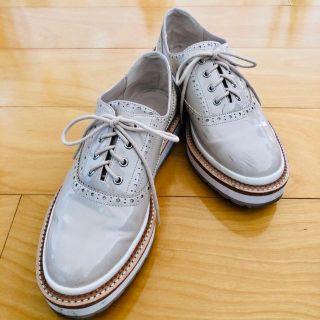 ザラ(ZARA)のZARAレースアップシューズ size38 ベージュエナメル(ローファー/革靴)