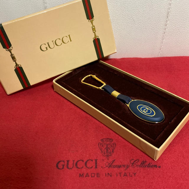 Gucci - 超貴重　箱付き　未使用　GUCCI オールド　グッチ  ネイビー　キーホルダーの通販 by Safari