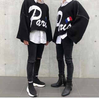 ラフシモンズ(RAF SIMONS)のCruffin Paris Sweater 黒　ユニセックス(ニット/セーター)