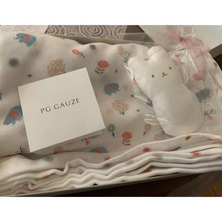 ym様専用PG GAUZE お昼寝ケットうさぎぬいぐるみ付き(おくるみ/ブランケット)