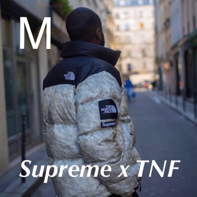 輝い Paper TNF Supreme - Supreme Print M Jacket Nuptse ダウン