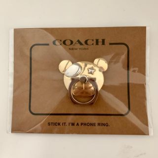 コーチ(COACH)のコーチ COACHくまモチーフ スマホリング 新品未使用(Androidケース)