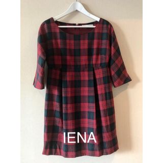 イエナ(IENA)の値下！難有 IENA ウール チェック ワンピース 36 イエナ(ミニワンピース)