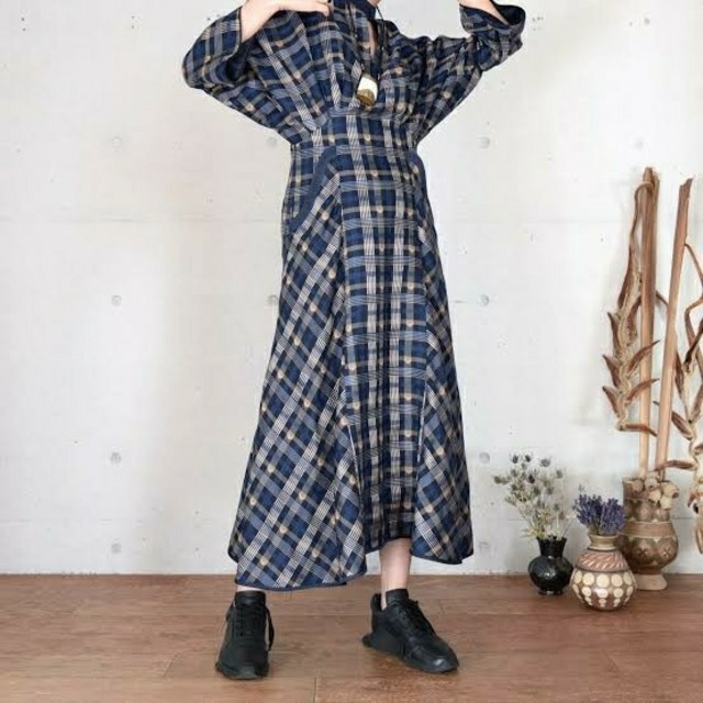 mame(マメ)のmame kasuri dress レディースのワンピース(ロングワンピース/マキシワンピース)の商品写真