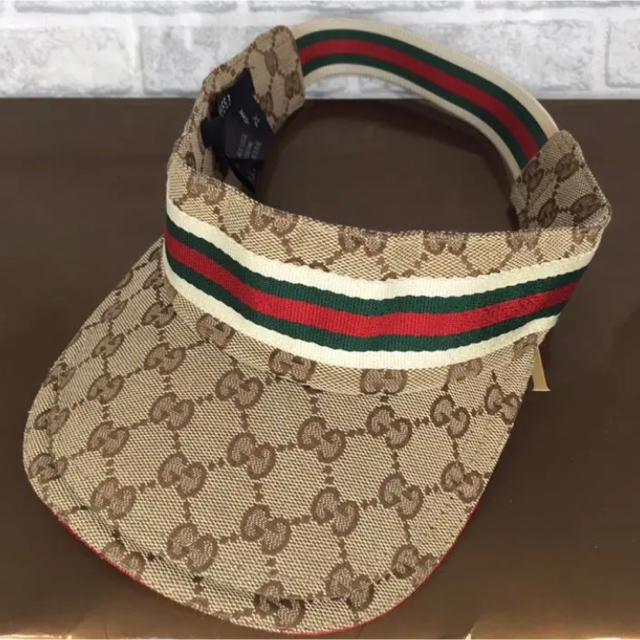 Gucci - お洒落❤️GUCCI キャンバス サンバイザー シェリーライン XLの通販 by ☆りんごぱい☆'s shop