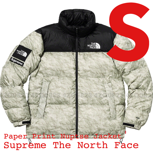 Supreme(シュプリーム)の【S】Supreme TNF Paper Print Nuptse Jacket メンズのジャケット/アウター(ダウンジャケット)の商品写真