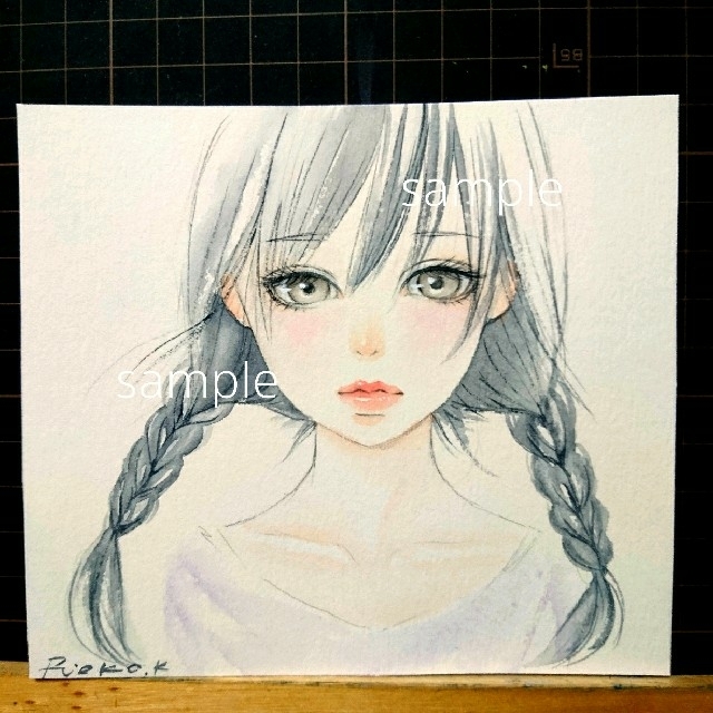 ポストカード 絵画 手描きイラスト 三つ編み オリジナル 水彩画の通販 By むぅしかのアトリエ ラクマ