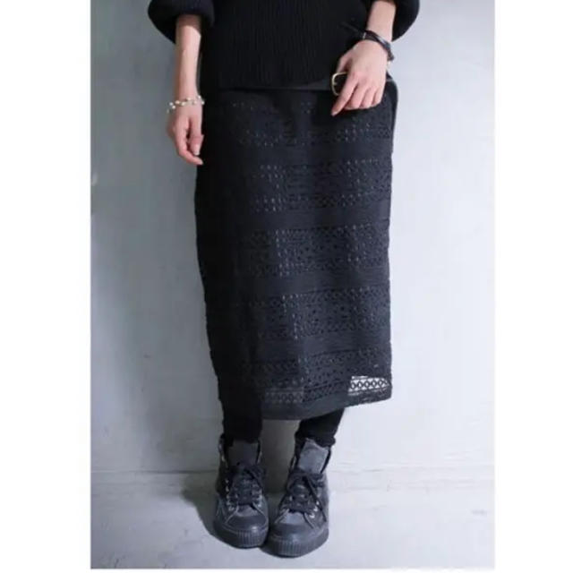 antiqua(アンティカ)のアンティカ　レーススカート　黒　Ｆ レディースのスカート(ひざ丈スカート)の商品写真
