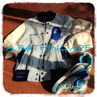 アベイシングエイプ(A BATHING APE)のAPE Jacket blue(スタジャン)