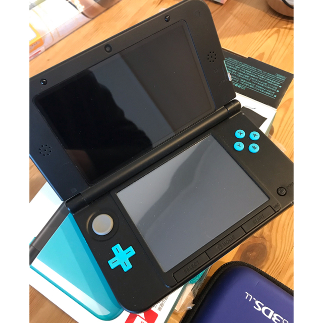 Nintendo 3DS LL ターコイズ×ブラック ケース付 1