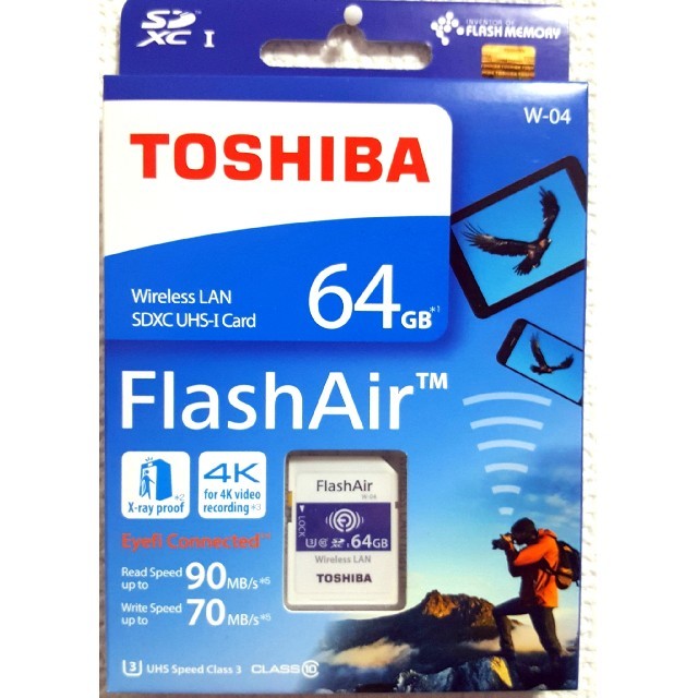 東芝　Flash Air W-04第4世代SDHC 64GB　32GBよりお得