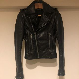 バレンシアガ(Balenciaga)のbalenciaga バレンシアガ ダブルライダースジャケット レザー 34 黒(ライダースジャケット)