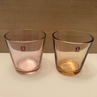 イッタラ(iittala)のイッタラ　廃盤レア　カルティオ　ピンクと新品リオブラウン　(グラス/カップ)