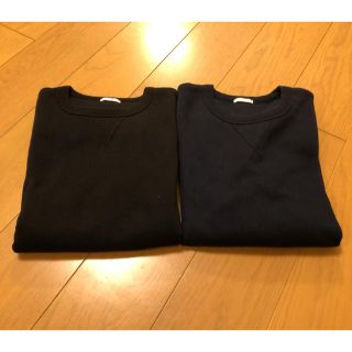 ジーユー(GU)のスウェットシャツ(長袖) 裏起毛　メンズS  ブラックとネイビー　2枚セット(スウェット)