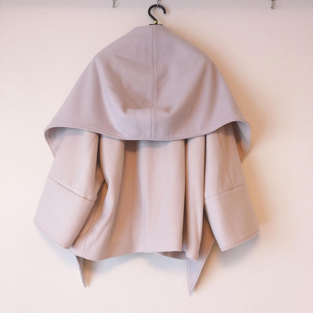 yori 2019AW リボンフードショートコート 36 クリーム