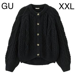 ジーユー(GU)の値下げ中 GU ケーブルコクーンカーディガン NAVY XXL(カーディガン)