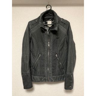 ディーゼル(DIESEL)の美品 DIESEL ディーゼル ナイロン ライダース ジャケット S グレー 黒(ライダースジャケット)