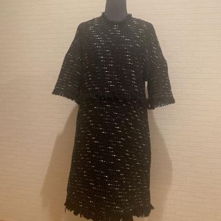 ザラ(ZARA)のワンピース　ツイード　フリンジ　卒業式　成人式　パーティー　結婚式　２次会(ひざ丈ワンピース)