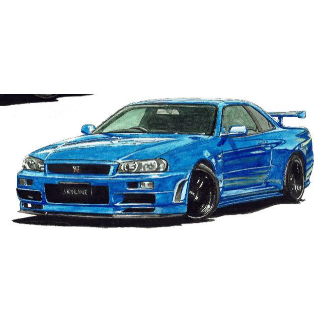 NC-294 GT-R R34/ハコスカ限定版画 直筆サイン額装●作家 平右ヱ門