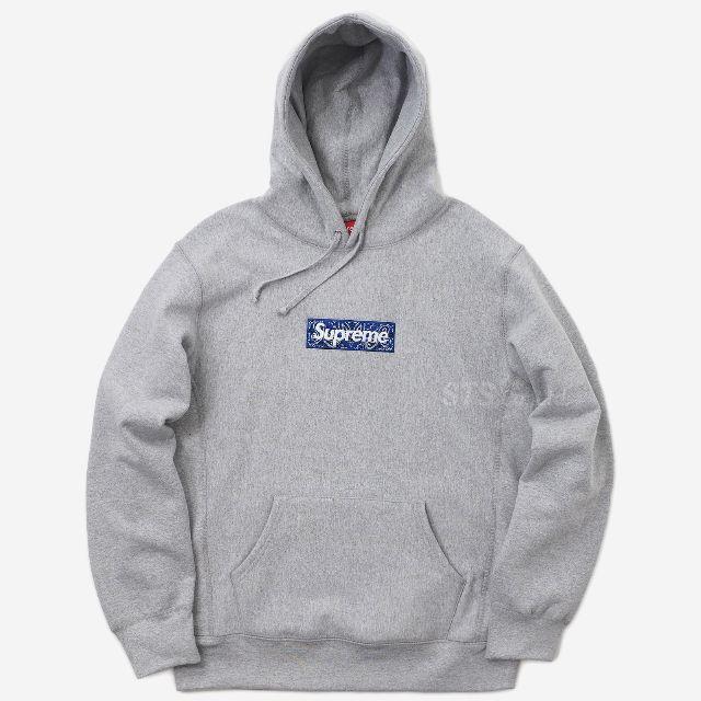 トップスgrey L supreme box logo hooded