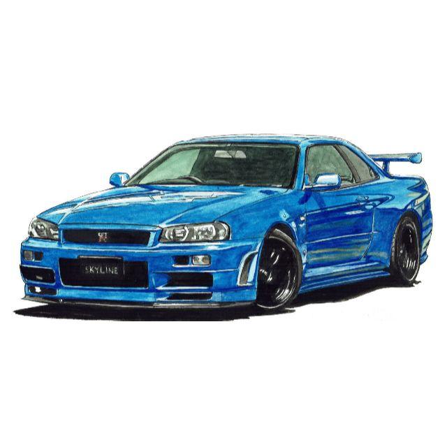 NC-254 GT-R R34/R33限定版画 直筆サイン額装済●作家 平右ヱ門 2