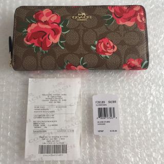 コーチ(COACH)の箱付き！コーチ　シグネチャー　花柄　長財布　ブラウン×レッド(財布)