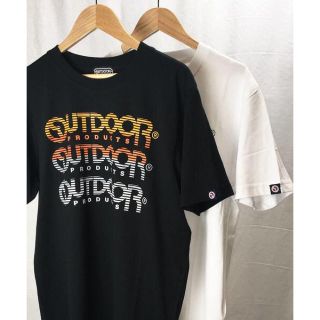 アウトドアプロダクツ(OUTDOOR PRODUCTS)の新品 OUTDOOR PRODUCTS 3段ロゴプリントＴシャツ ブラック M(Tシャツ/カットソー(半袖/袖なし))