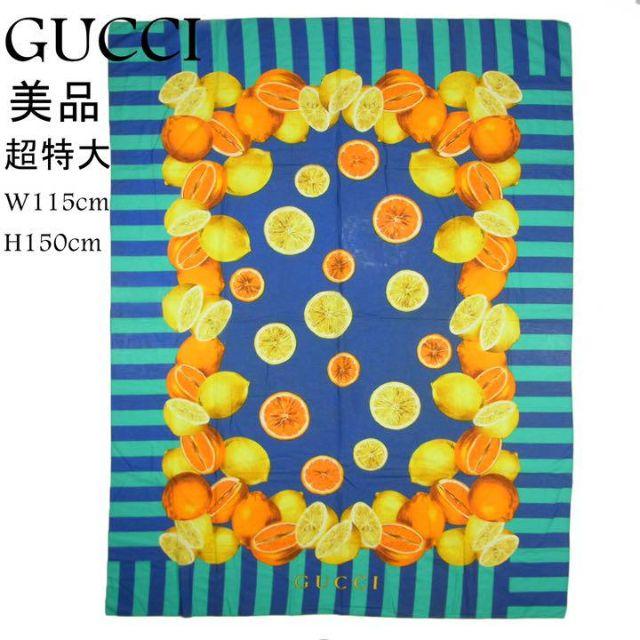 Gucci - グッチ 美品 超特大 ヴィンテージ フルーツ ストライプ柄 スカーフ ストールの通販 by 年末年始セール開催中 mammut's shop