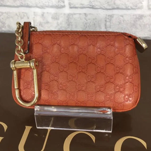 Gucci - お洒落✨GUCCI コインケース キーケース シマ  レザー オレンジの通販 by ☆りんごぱい☆'s shop