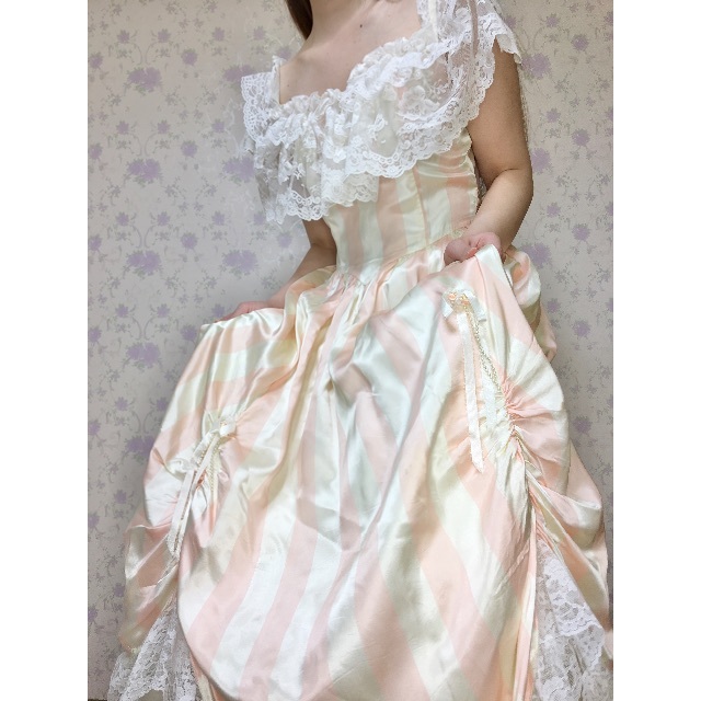 レアなGunne Sax ピンクストライプ　ロココワンピース❤️