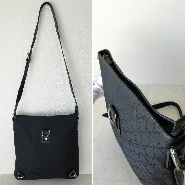 超美品 正規品】グッチ ショルダーバッグ ナイロン×レザー 超美品 正規品】グッチ ショルダーバッグ ナイロン×レザー